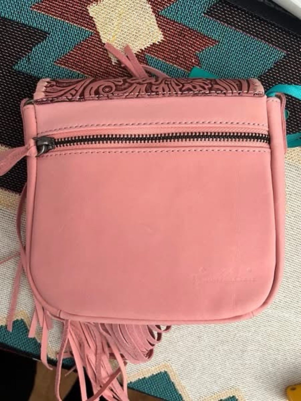 Montana West Pink Tooled Floral Fringe Crossbody Bag - Picture 4 of 7